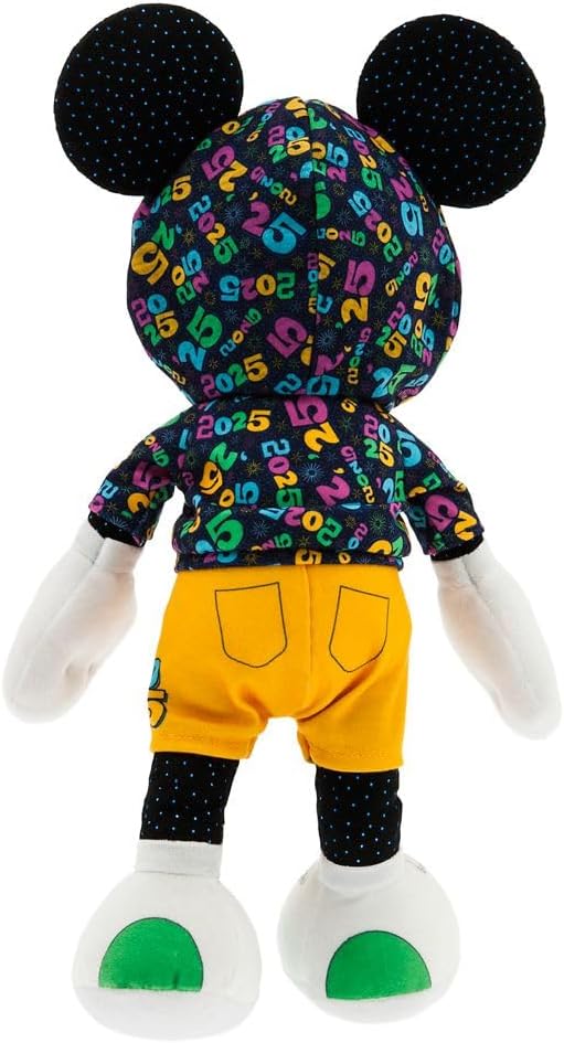 Disney Store Official Mickey Mouse 2025 Plush - Contemporary Sportswear Outfit, Glittering Flecks, 2025 Logo Hoodie, Shorts & Sneakers - Disney Stuffed Animal for Kids