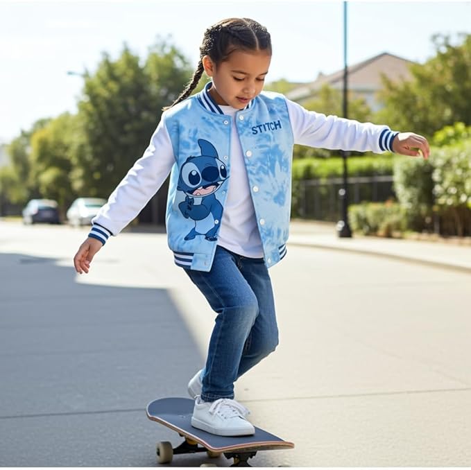 Disney Minnie Mickey Stitch Princess Frozen Elsa Marvel Jacket Lightweight Coat Button up Color Block Sweatshirt 2-14 Years