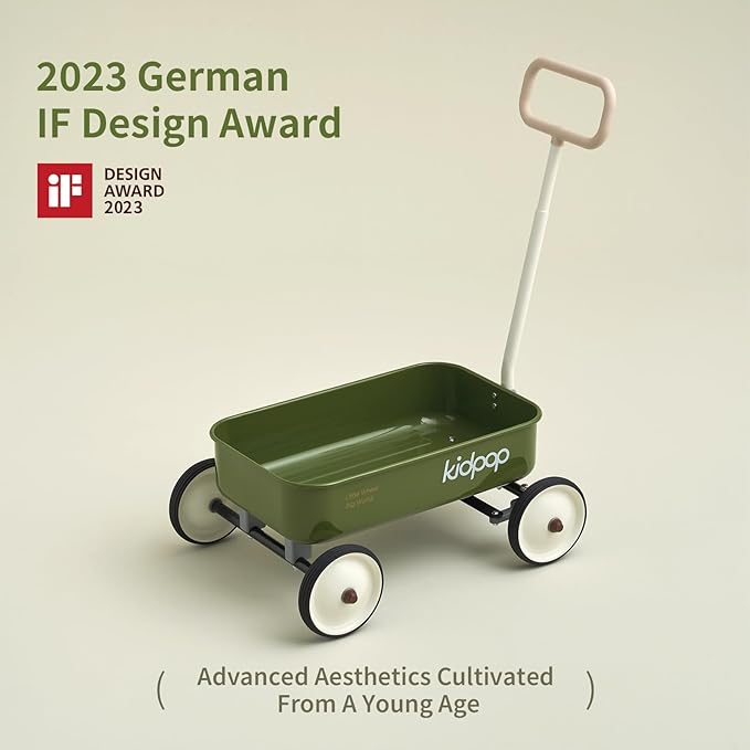 PULA-Wild 2-in-1 Kids' Pull-Along Wagon Toddlers Push Walker for 2.5-8 Adjustable Handlebar, Birthday Gifts Max Weight 33 lbs (Green)