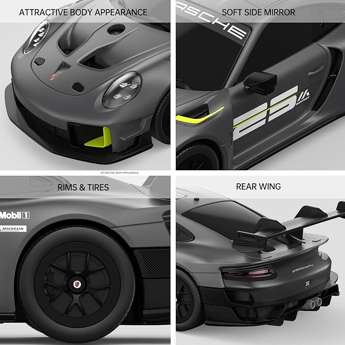 RASTAR Porsche 911 GT2 RS Model Car, 1:24 Scale RC Porsche 911 GT2 RS Clubsport 25 Remote Control Car for for Kids Adults, RC Sports Supercar Grey