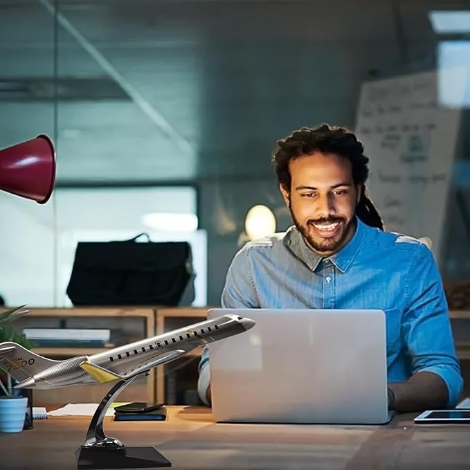 1:72 Large Model Jet Airplane, Global 7500 Plane Model Resin Aircraft Model for Office Home Desk Decor and Aircraft Enthusiasts Collection or Presents (9x19.7inch)