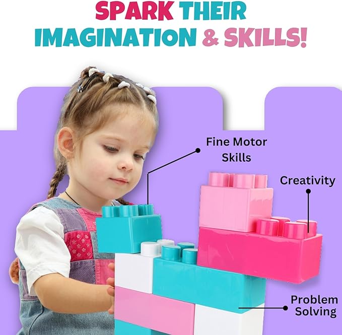 Liberty Imports 24 PCS Giant Blocks for Toddlers, Set of Plastic Large Building Blocks for Kids Creative Play, Big Stacking Bricks for Children, Kids (Pastel Colors)