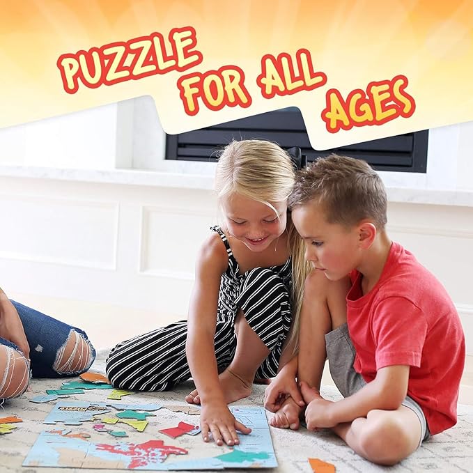 GeoToys GeoPuzzle, Country-Shaped Jigsaw Puzzles Set of 6, Geography Puzzle, Geography Game & Map Puzzle - Jigsaw Puzzles for Kids Ages 6-9 Years Old