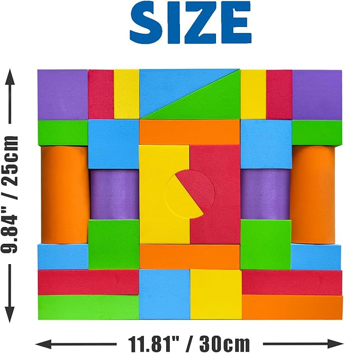 Large Building Blocks for Toddlers 2-3, Big Foam Building Blocks, Baby Bath Toys, Soft Stacking Blocks Set, Montessori & Sensory Learning Toys for 18+ Month Old Boys & Girls (36PCS)