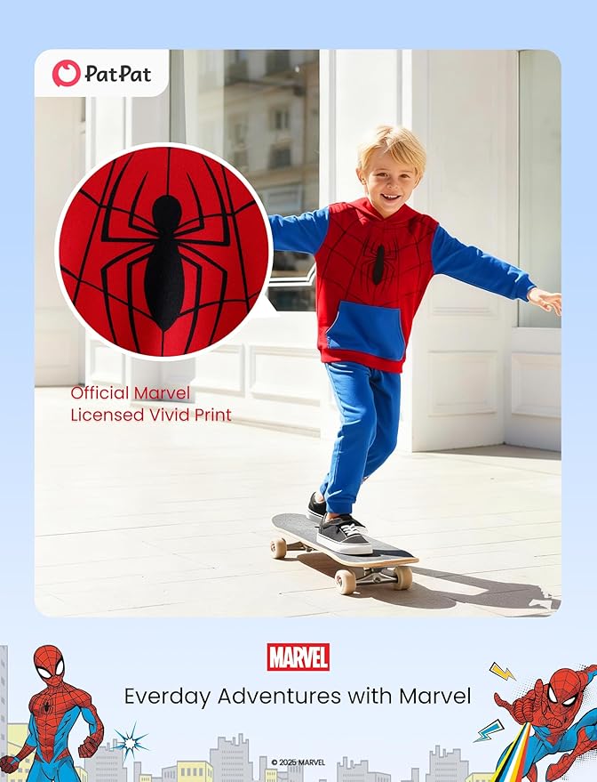 Marvel Spiderman Cosplay Costume Avengers 2 Pcs Pocket Hoodie&Pants Hulk Hooded Outfit Venom Captain America Apparel Kid 2-9Y