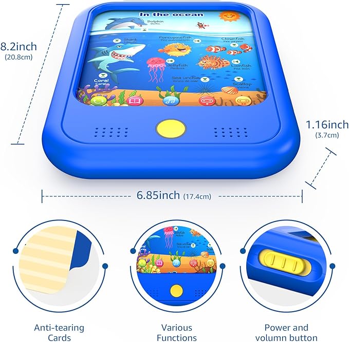 Kids Learning Tablet Educational Learning Pad for Toddlers 2-5 to Learn Alphabets, Numbers, Foods, Time, Music, Vehicles,Jurassic Park, Tablet Toy for Toddlers Ages 2 3 4 5 6 Years Old