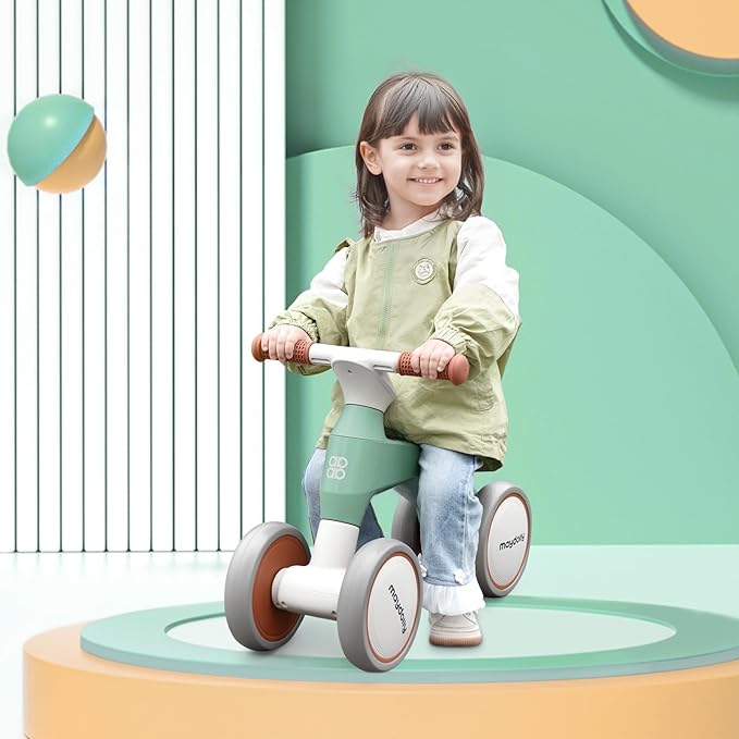 Maydolly Baby Balance Bike, Toddler Balance Bike for 1 Year Old Boys Girls, 4 Wheels Toddler Bike, First Birthday Gifts for 10-36 Month (Green)