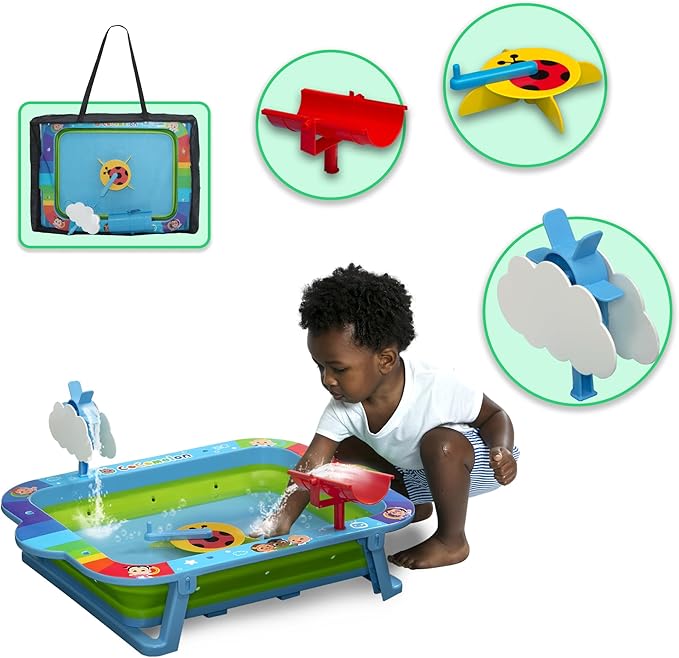 Delta Children CoComelon Water Activity Table - Collapsible & Portable - Ideal for Travel - Outdoor Kids Water Sensory Table, Blue