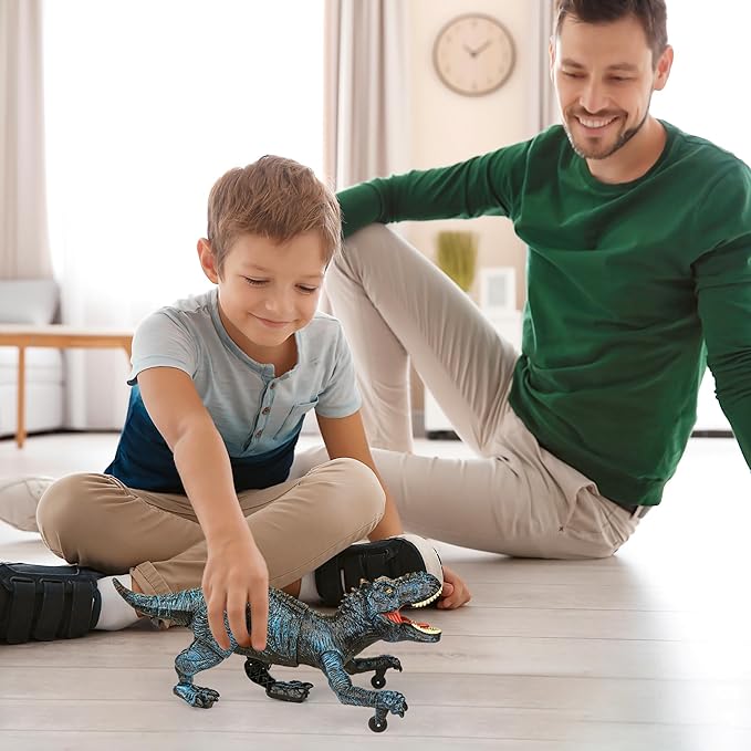 Remote Control Robot Dinosaur Toys for Kids 5-7,2.4G Electronic RC Walking Dinosaur Pet for Boys 4-7 with Spray & Light & Roar,Large Dino Toys for Kids 3-5 Year Old Christmas Birthday Gift (Blue)