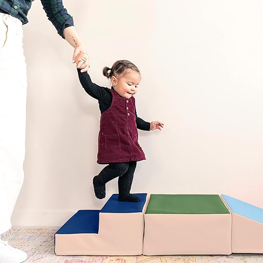 ECR4Kids SoftZone Junior Little Me Climb Crawl and Slide, Beginner Playset, Earthtone, 3-Piece