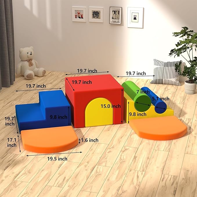 Toddler Climbing Toys Indoor, 8-Piece Colourful Foam Climbing Blocks for Tollders, Soft Play Climbing for Toddlers, Inside Crawling & Sliding Foam Soft Play Set
