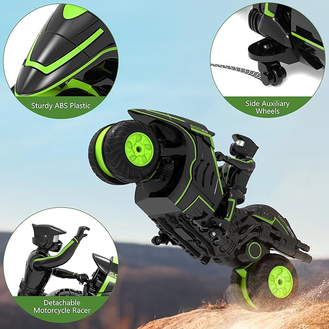 Eulogia Remote Control Motorcycle, 360° Spinning Wheel RC Stunt Motocross Toys, High Speed Riding Model with Rechargeable Battery, Drift Motorbikes for Kids, Gift for Boys & Girls Ages 5+