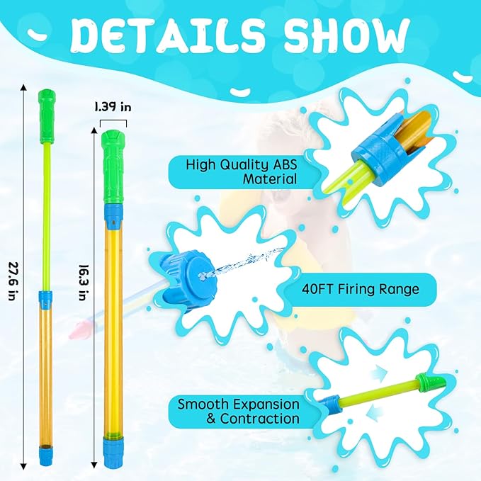 Squirt Guns Super Water Soaker Blaster, 16.5'' Squirt Guns Bulk Summer Outdoor Swimming Pool, Backyard, Beach Water Game Fighting Play Toys (4)