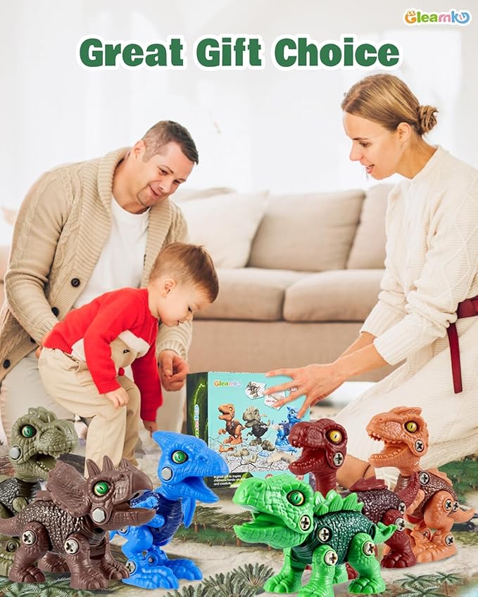 6 Pack Stem Dinosaur Toys, Kids Take Apart Construction Building Toys Learning Educational Dino Kit Play Set, Party Christmas Birthday Gifts for Toddler Boys Girls Age 3-8