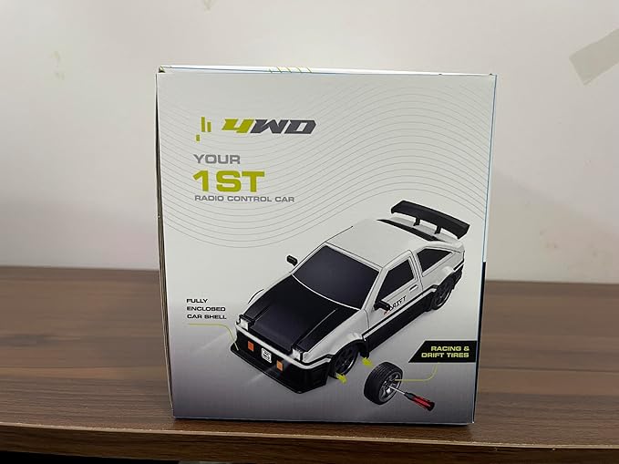 ACAMMZAR 1:16 RC Drift Car, 25KM/H 4WD High Speed Remote Control Cars for Kids, with LED Lights, Two Batteries, Extra Tires, Drift RC Cars for Adults,Black