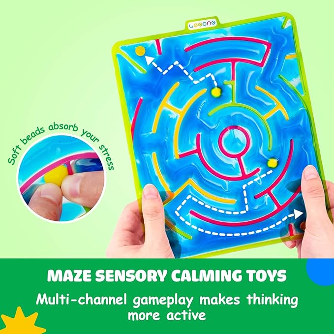 LESONG Sensory Toys for Kids with Autism: Gel-Filled Colorful Maze Sensory Fidget Toys for Classroom Corner - Kids Special Needs Squeeze Sensory Toys for Preschool
