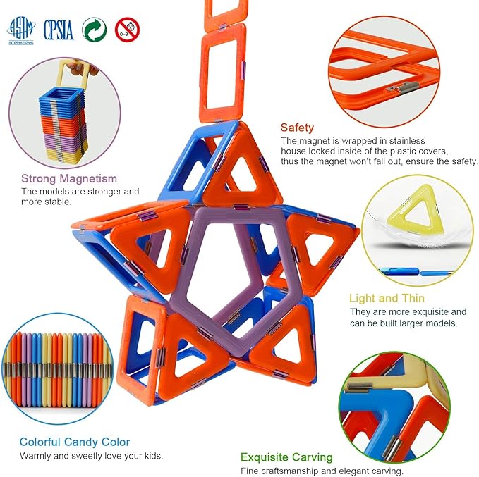 MAGBLOCK Magnetic Building Toys Set 120 Pcs Gift for 3 Year Old Boys and Girls, Magnet Learning Toys for Toddler Games with Wheels Building Blocks for Kids