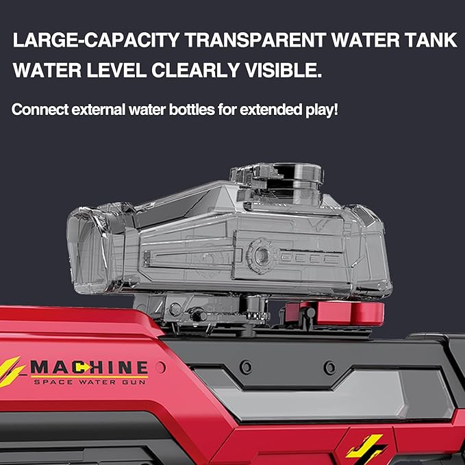 Electric Water Gun with LED Chasing Lights, 35 FT, Automatic & Manual Dual Mode High Powered High Capacity Squirt Guns for Adult Kid (Red)