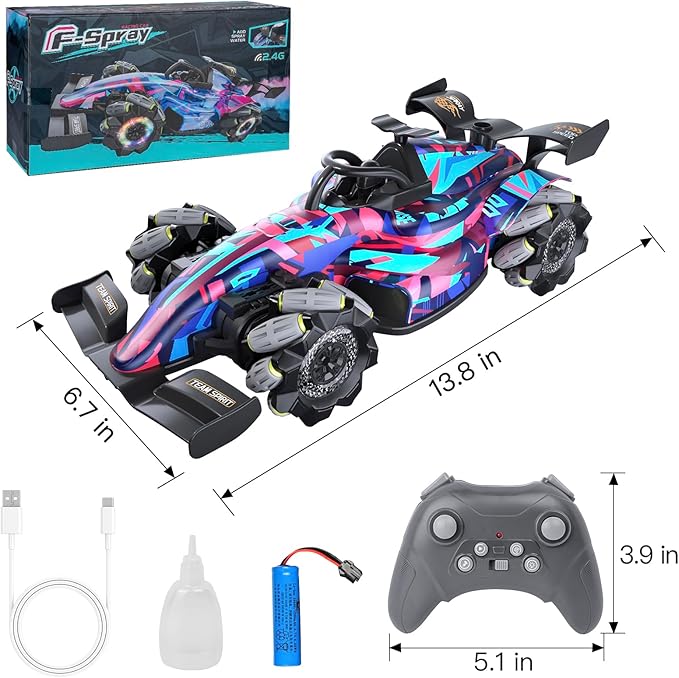 Awsoo Stunt Racing RC Car, Spray, Light,360°, Music RC Car for Boys Toys Age 8-10,RC Race Car Birthdays Gift Toy for Boys and Girls