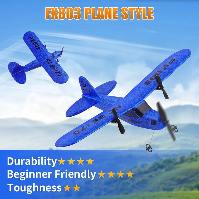 2CH RC Airplane Toys, RC Plane Ready to Fly, 2.4GHz Remote Control Airplane Easy to Fly RC Glider for Kids & Beginners (Blue)