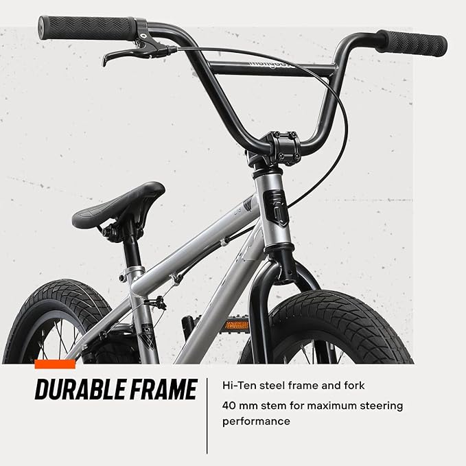Mongoose Legion Kids Freestyle Sidewalk BMX Bike, Beginner Riders, Boys and Girls, 16-20-inch Wheels, Hi-Ten Steel Frame, Micro Drive BMX Gearing