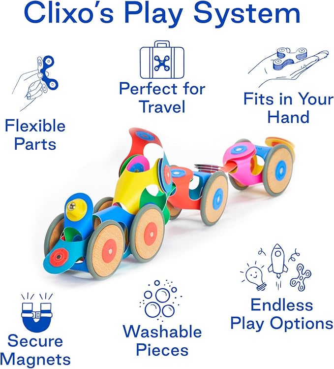 Clixo Wheel Creator Pack, 72 Pieces Pack - Construction Magnet Toy. Flexible, Creative-Boosting Magnetic Building Tiles. Educator-Approved Design for Hours of STEM Play. Multisensory Toy. Age 4-99.