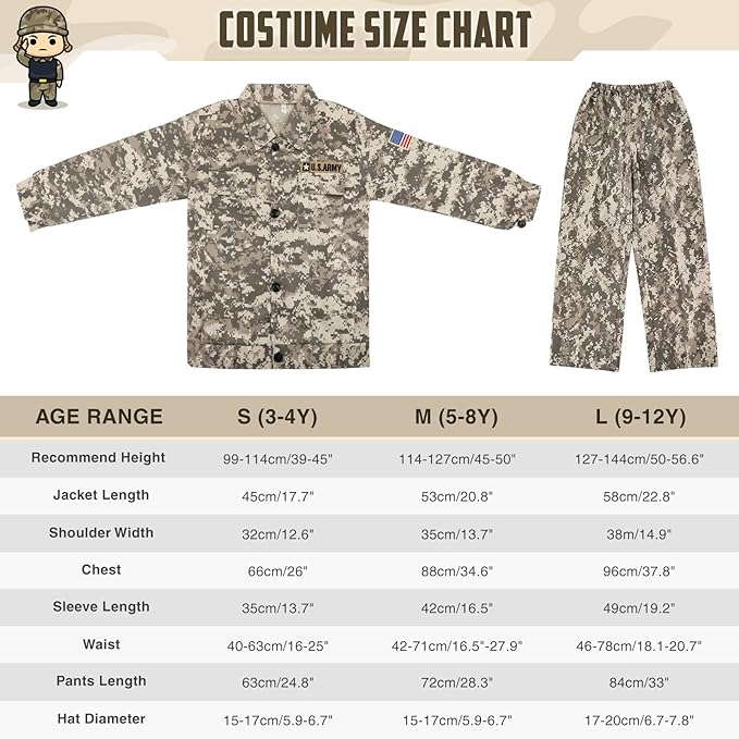GIFTINBOX Kids Army Soldier Dress Up Costume Role Play Set, Deluxe Christmas Gift for Kids Boys Aged 3-12