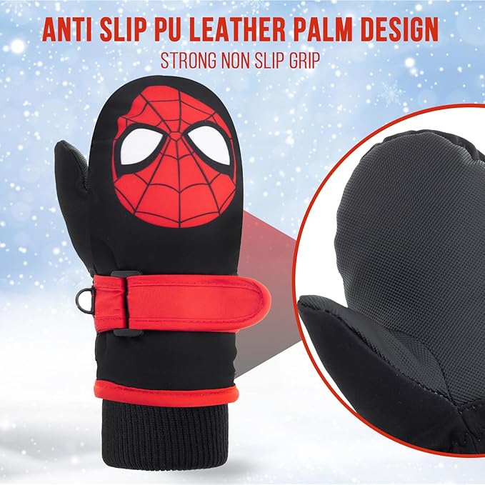 Spiderman Snow Gloves for Kids, Spider Man Toddler Gloves, 3M Thinsulate Waterproof Mittens, Kids Winter gloves