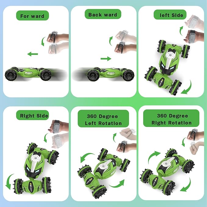 Amphibious Remote Control Car Boat - 4WD Gesture RC Stunt Car 2.4 GHz Transforms Waterproof Vehicle Toys for 5-12 Year Old All Terrain Water Beach Pool Summer Fun Toys for Kids Ages 8-12 Boys