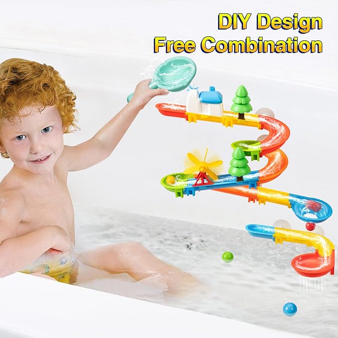 Bath Toys, DIY Fun Splicing Tracks Bath Toys, Bathtub Bath Toys, Scene Building Bath Toys for Kids Toddler, Christmas Birthday Gift for Boys Girls