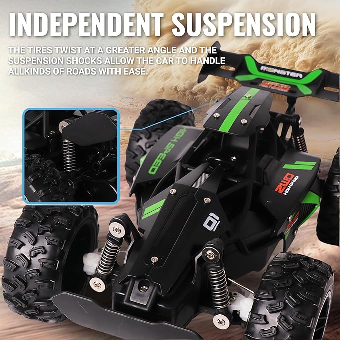 1/18Fast RC Cars for Adults 15+ KM/H,All Terrain High Speed Remote Control Car,with 2.4 GHz Remote Control.Two Rechargeable Batteries Truck for Adults & Kids