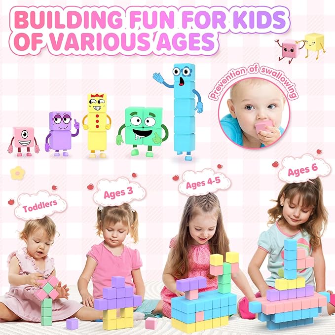 Magnetic Blocks - 35PCS Magnetic Building Blocks for Toddlers 1-3 STEM Magnet Cubes for Kids Ages 2-4, Classroom Must Haves Magnet Toys for Kids Ages 3-5, Christmas Birthday Gifts for Girls & Boys