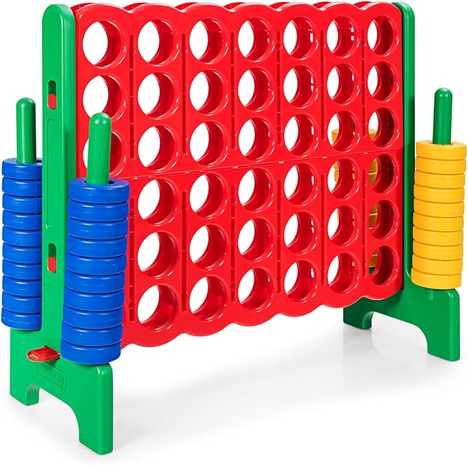 ARLIME Giant 4 in a Row Connect Game, 47'' Jumbo 4-to-Score Toy Set W/Quick-Release Lever, Build-in Ring, Jumbo Sized for Kids & Adults, Oversized Floor Activity for Indoor & Outdoor Play