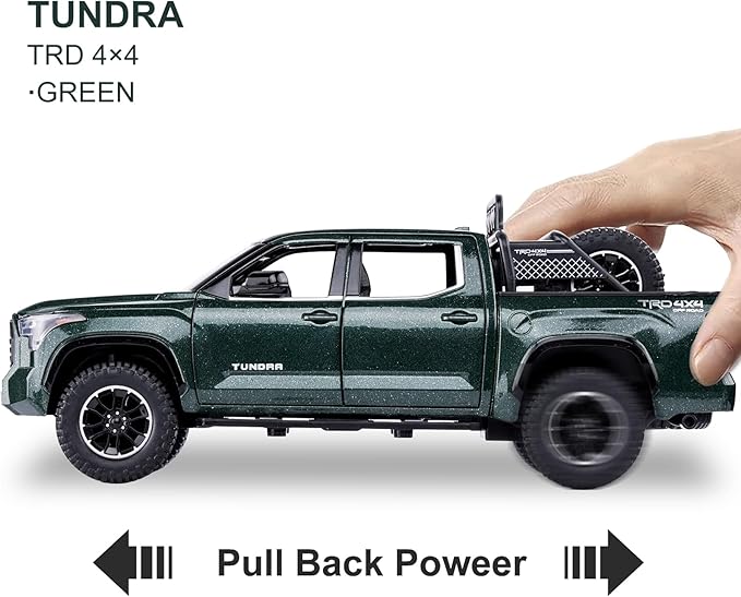 SASBSC Tundra Truck Toys for 3 4 5 6 7 Year Old Boys Off-Road Pickup Toy Trucks for Boys Age 3-5 Diecast Metal Trucks with Light and Sound Pull Back Toy Cars Birthday Gift for Kids Green