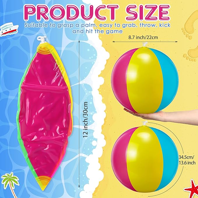 Zhanmai 60 Pack 12 Inch Inflatable Beach Balls Bulk for Party Favors for Boys and Girls Pool Beach Ball Water Game Toys Birthday Decorations(Vintage Color)