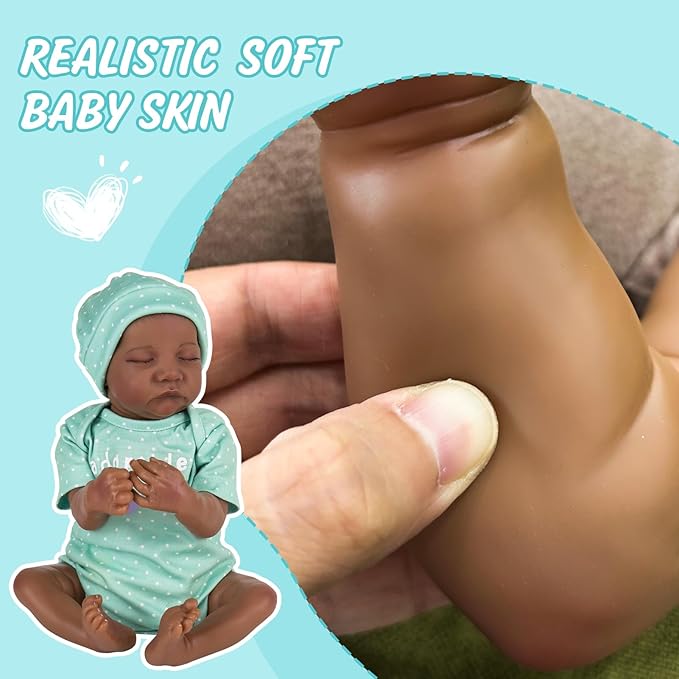 Aori Lifelike Reborn Baby Dolls Black - 18 Inch Realistic Newborn Baby Dolls Black American Real Life Babies Dolls Cloth Body with Feeding Kit & Gift Box for Kids Age 3+