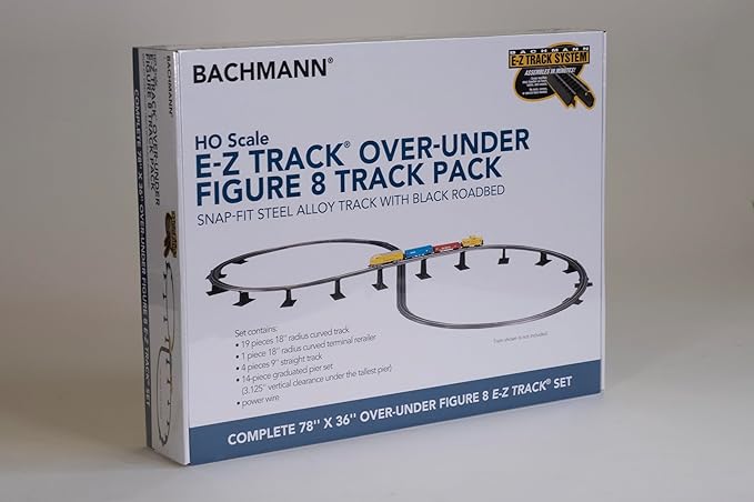 Bachmann Trains Snap-Fit E-Z TRACK E-Z TRACK OVER-UNDER FIGURE 8 TRACK PACK - STEEL ALLOY Rail With Black Roadbed - HO Scale