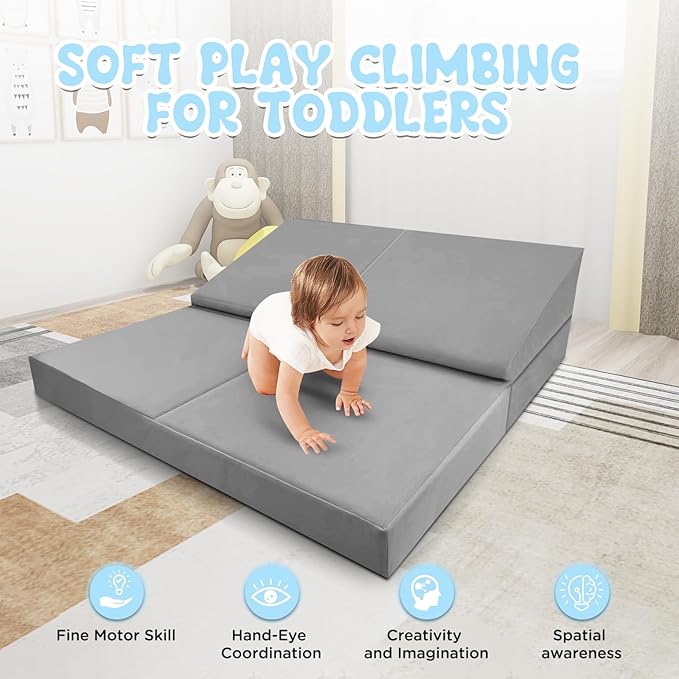 Baby Foam Climbing Blocks 6 PCS Connected Toddler Climbing Blocks Soft Play Climbing for Toddlers Kids Indoor Climbing Blocks Toys