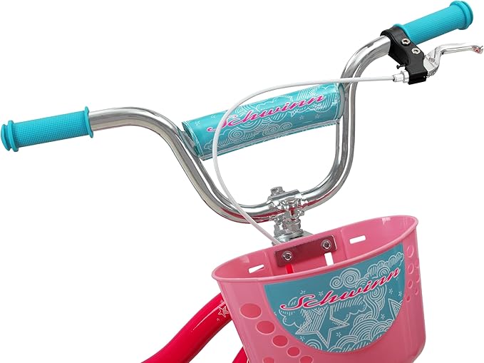 Schwinn Elm BMX Style Toddler and Kids Bike, For Girls and Boys, 14-Inch Wheels, With Saddle Handle, Training Wheels, Chain Guard, and Front Basket, Recommended Height 36-40 Inch, Pink