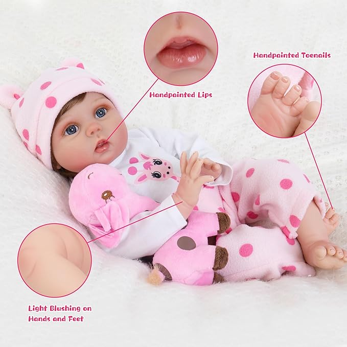 Reborn Baby Dolls Girl Set- 22 Inches Realistic Soft Vinyl Newborn Baby Doll That Look Real, Best Toy for Kids Ages 3+ (Jasmine)