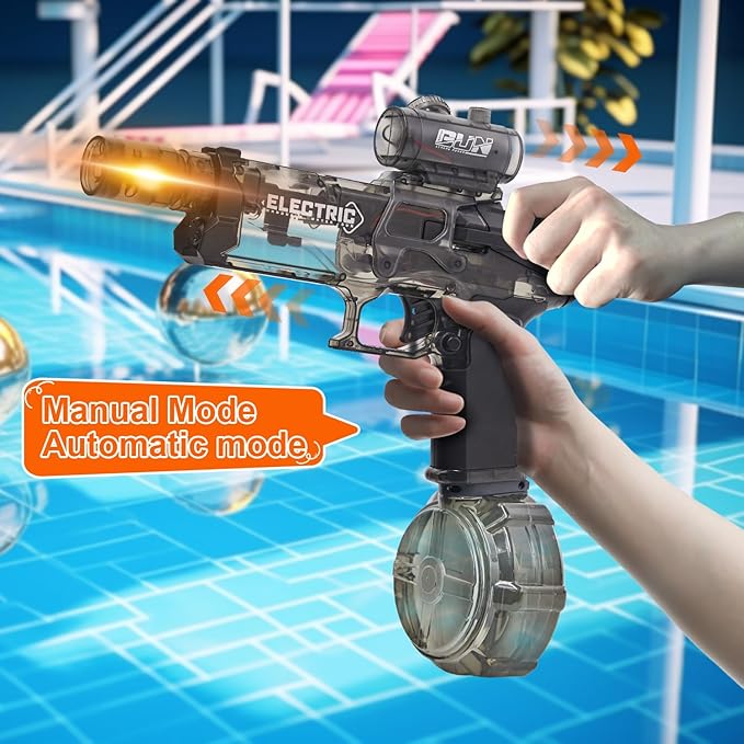 Electric Water Gun for Adults Kids: Most Powerful Squirt Gun, Automatic high Powered Pressure Blaster watergun with Realistic Led Muzzle Flame,28-32 FT Range,Perfect Summer Gift Toys for Age 8-12