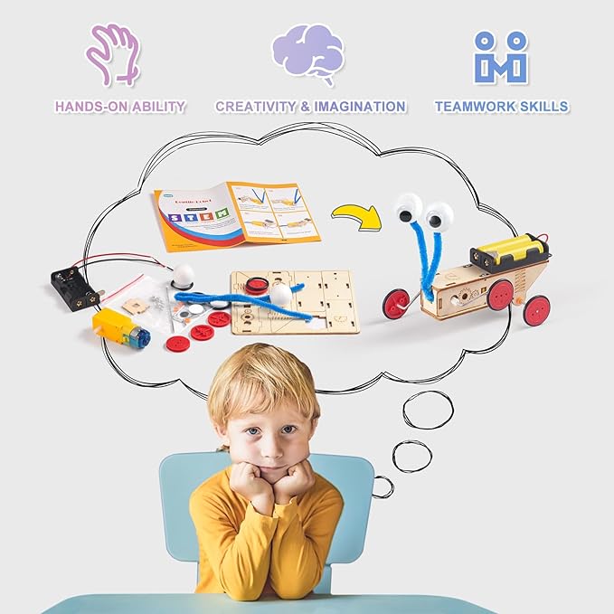 5-in-1 STEM Robot Kit for Kids Ages 5-7 8-10, Wood Building Art Crafts Kits for Boys 6-8 8-12, 3D Wooden Puzzles Robotics Models, Science Woodworking Projects Toys Gifts for Boy 6 7 8 10 12 Year OId