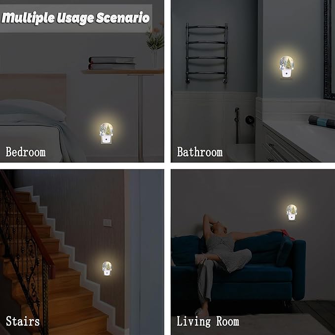 Christmas Tree With Snowman Night Light for Kids,Winter Holiday Snowman Night Light Plug in with Dusk to Dawn Sensor,0.5w Energy Saving Nightlight for Boys Girls Hallway Stairway Kitchen Bedroom