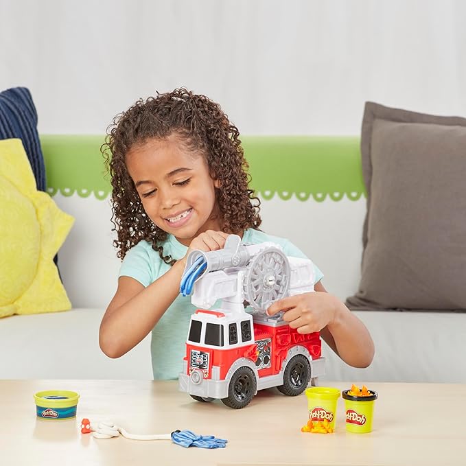Play-Doh Wheels Fire Truck Toy Vehicle Set, 5 Cans, Preschool Toys for 3 Year Old Boys & Girls & Up, Imagination Toys (Amazon Exclusive)