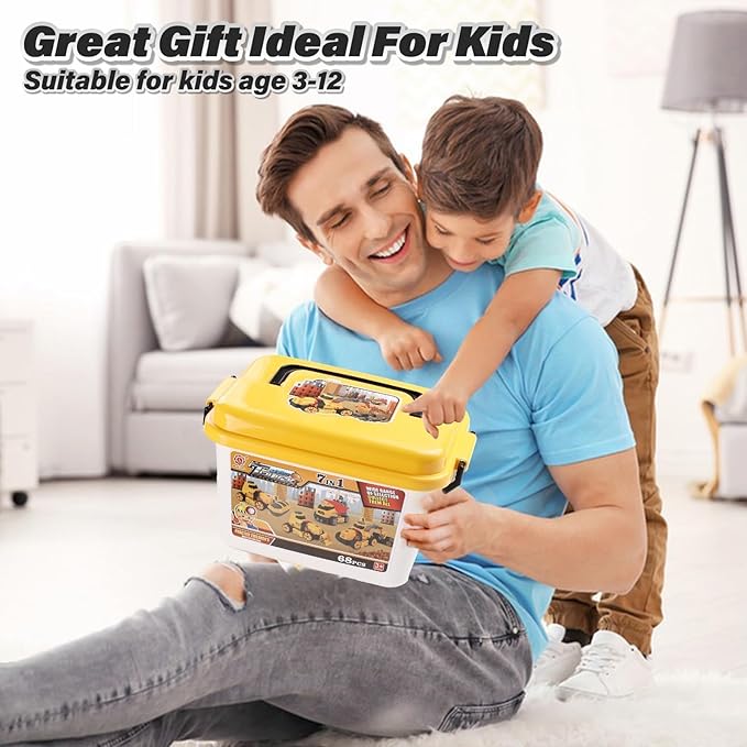 7 in 1 Take Apart Toys with Electric Drill Take Apart Truck Toys Construction Set DIY Engineering Building Toy Push Go STEM Toy Gift for Boys Toys Ages 4-7 Years Old