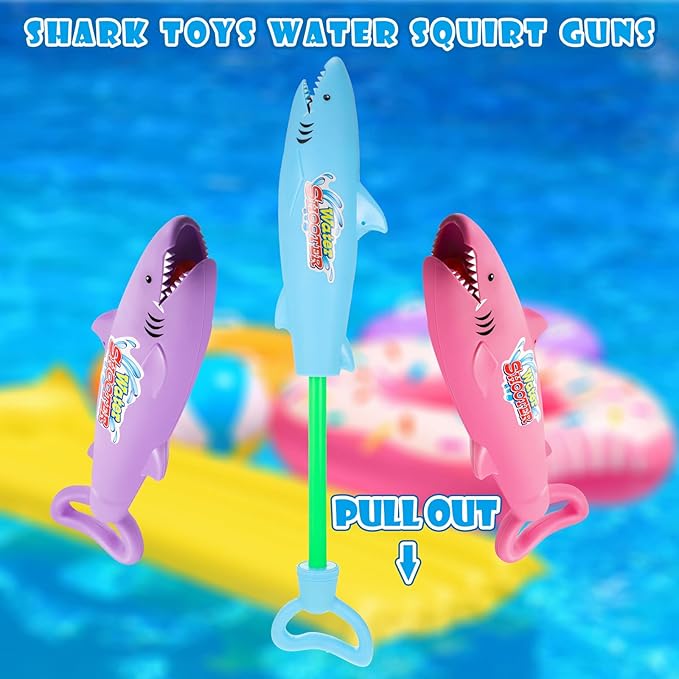 Jexine 3 Pcs Water Guns for Kids Shark Water Toy Guns 30 ft Range Pool Squirt Toy Water Guns for Boys Girls Summer Swimming Beach Outdoor Games Pool Party Favors