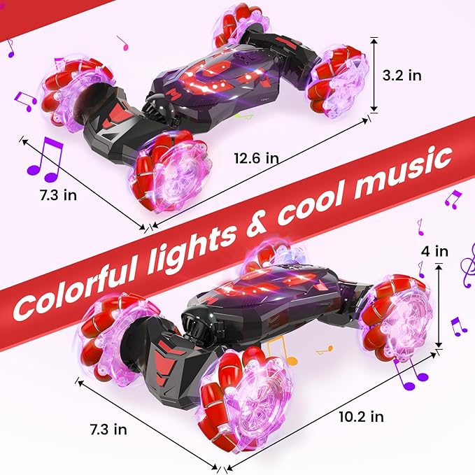 Gesture Sensing RC Stunt Car,Remote Control Car Toys for Ages 5-13,Drift Cars with Lights Music,4WD 360° Spins All Terrains Kids Toys RC Cars, 5-12 Best Birthday Gift for Kids