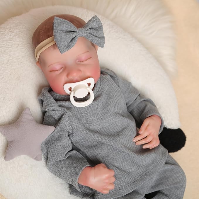 Realistic Reborn Baby Dolls-18 Inch Real Life Baby Dolls Girl Lifelike Baby Doll with Accessories for 3+ Years Old (Gray)