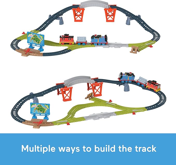 Thomas & Friends Toy Train Set Talking Thomas & Brake Car Bruno Track Playset with Phrases & Sounds for Preschool Kids Ages 3+ Years
