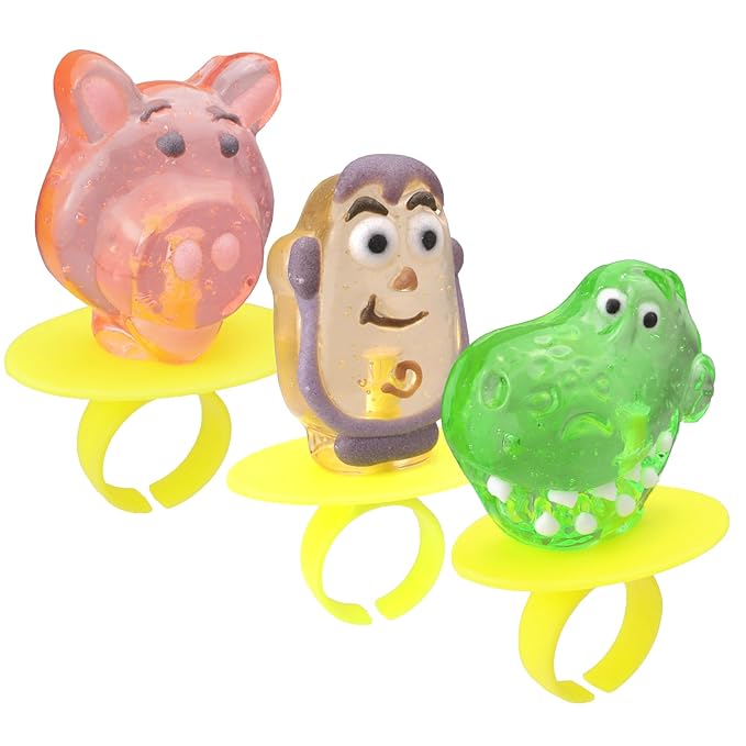 Toy Story Individually Wrapped Lollipop Rings Birthday Party Supplies, Buzz Lightyear, Rex, and Hamm, Character Shaped Suckers, Pack of 18